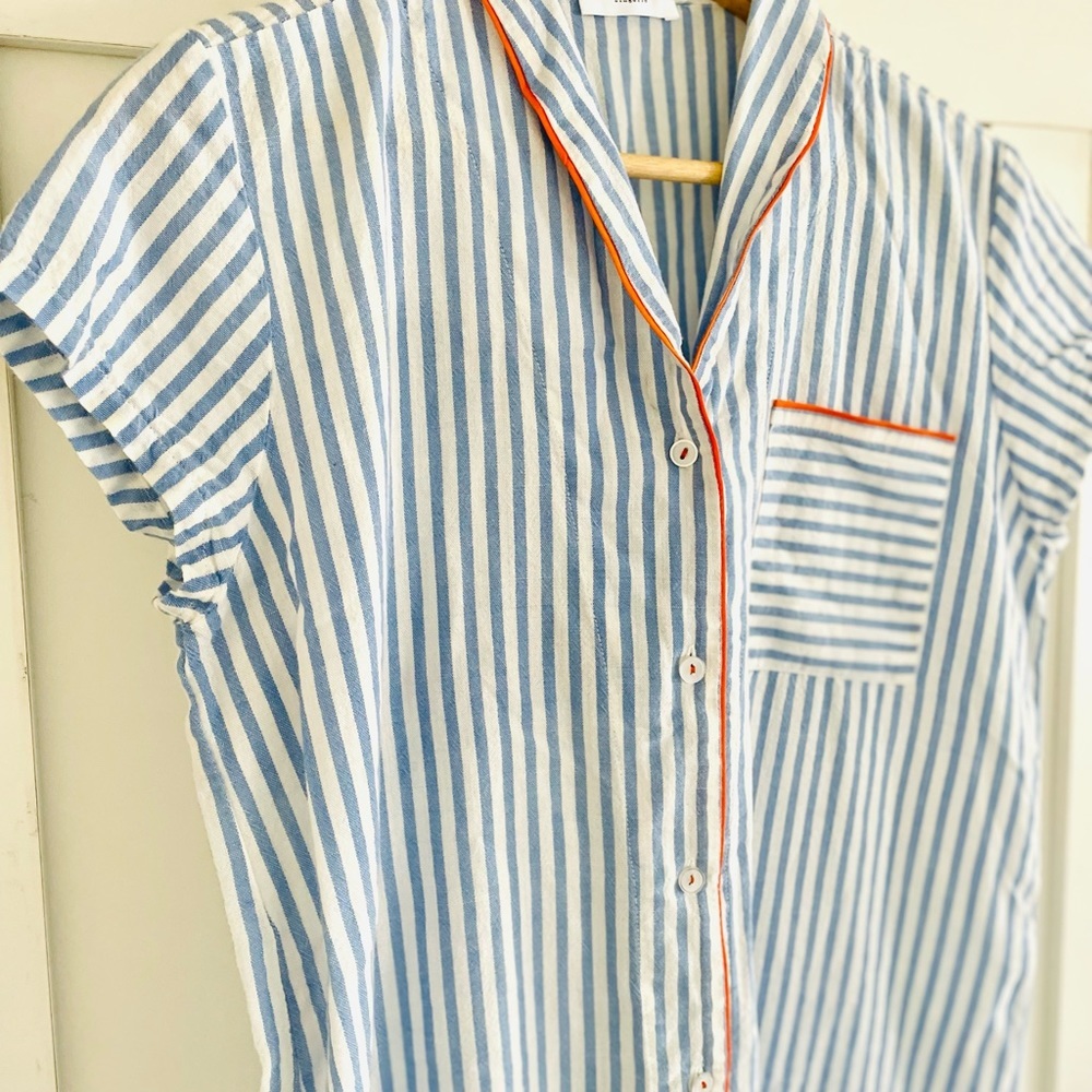 Salua Lingerie Shawl Collar Striped Boyfriend Shirt - Picture 7 of 7